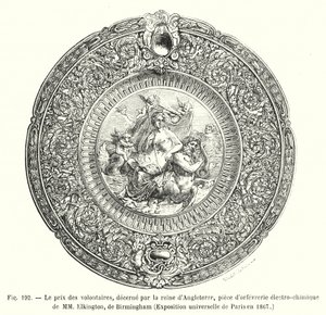 The Prize of the Volunteers, Awarded by the Queen of England, Electrochemical Goldsmith Piece by MM Elkington, Birmingham, Universal Exhibition of Paris in 1867 by European School