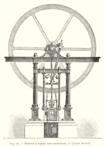 Steam Engine without Condenser, with Vertical Cylinder (engraving) by European School
