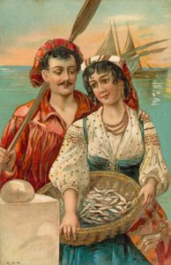 Mediterranean fisherman and woman by European School