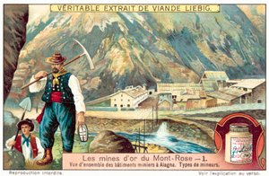 Miners and mine buildings at the Monte Rosa gold mines, Italy by European School