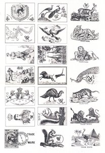 Page of trademarks, mostly involving animals by European School