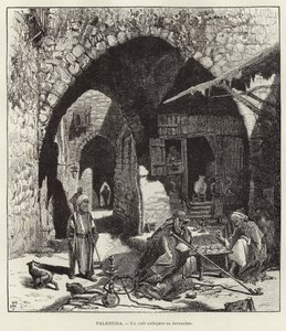 Palestine, A street café in Jerusalem by European School