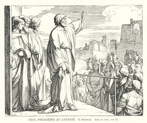 Paul Preaching at Antioch, Acts, ch xvii, ver 22 by European School
