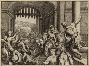 People of Samaria Plundering the Abandoned Camp of the Arameans by European School