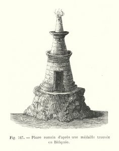 Roman Lighthouse from a Medal Found in Bithynia (engraving) by European School