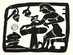 Potter at the Wheel in Ancient Greece by European School