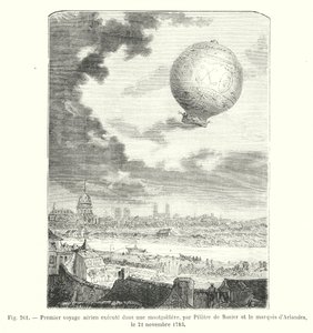 First Aerial Voyage in a Montgolfier, by Pilatre de Rozier and the Marquis d