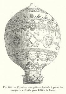First Montgolfier Intended to Carry Passengers, Made for Pilatre de Rozier (engraving) by European School