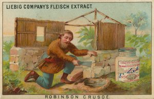 Robinson Crusoe, Construction of the Hut