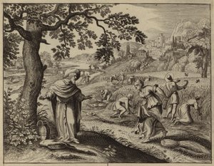 Ruth Meeting Boaz While Gleaning in His Field by European School