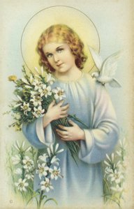 Saint with Dove and Flowers