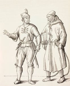 Sixteenth century Galley Soldier with a Galley Slave, c.1880 by European School