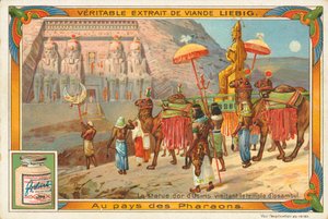 Statue of Osiris Visiting the Temple of Ipsambul, Liebig Card, Early 20th Century