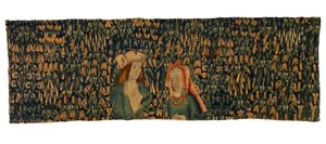 Tapestry Fragment of Mille Fleurs Depicting a Couple