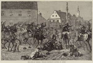 The Riots in Croatia, Hussars dispersing Rioters at Agram by European School