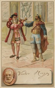 Victor Hugo, French Author, and a Scene from His Play Hernani (1830) by European School