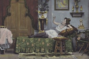 Woman Smoking on a Chaise Longue