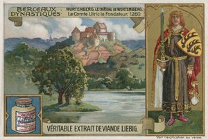 Wurttemberg; Wirtemberg Castle and Ulrich I, Count of Wurttemberg, 1260 by European School