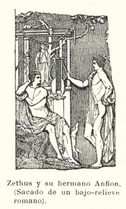 Zethus and Amphion, twin sons of Zeus, Roman bas-relief by European School