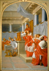 Pope Victor III confirming the institution of the Carthusian monks