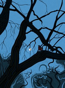 Moon and Robin 7 am by Evan Sklar