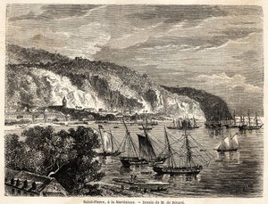 View of Saint Pierre, in Martinique, drawing by Auguste de Berard (1824-1881), to illustrate the voyages to the West Indies, in 1858-1859, by Anthony Trollope (1815-1882). Engraving in Le tour du monde, nouveau journal des voyages Paris by Evremond de (after) Berard