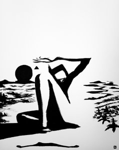 Seated Figure Desert Horizon