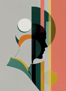 Abstract minimalist man portrait, beautiful colors