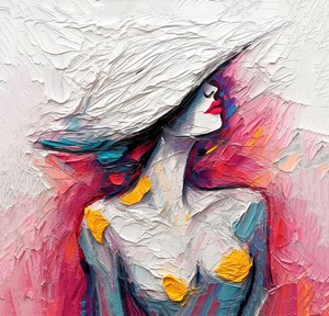 Abstract Oil Painting Fashion Portrait Lady, Wall Art Prints for Sale