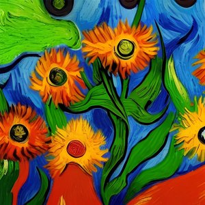 Beautiful Impressionist Flowers by F. Abderrahim