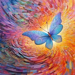 Butterfly abstract colorful painting, Generative AI Metamorphosis