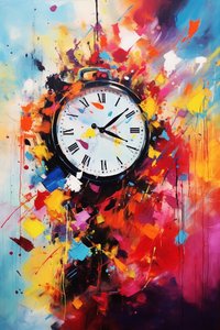 Classic Wall Clock, Timeless painting on canvas