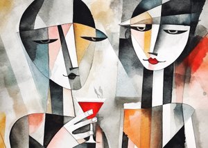 Couple drink wine in restaurant by F. Abderrahim