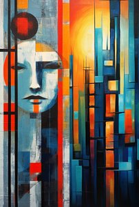 Figurative Abstract Painting in Acrylics, Posters Art Print