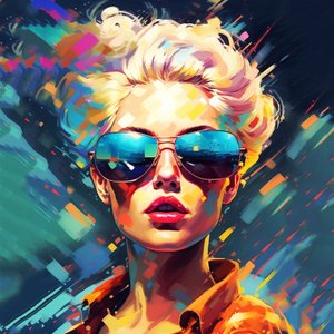 Singer Sunglasses Fashion, Abstract Painting by F. Abderrahim