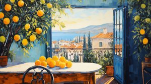 Abstract Naive Art Impressionism, Window on Landscape by F. Abderrahim