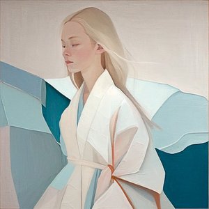 Portrait of a Beautiful Blonde Woman, Abstract Painting by F. Abderrahim