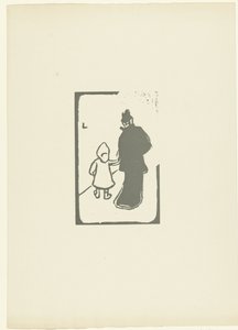 Walking Woman with Child by Hand (Promenade) by Fabien Launay