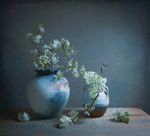 White Blossom Still Life by Fangping Zhou