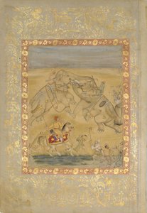 Jahangir Watching an Elephant Fight, ca. 1605