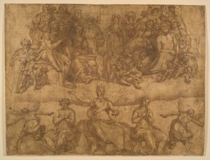 Redeemed Souls and Allegorical Figures, study for the Last Judgment fresco in the cupola of the Duomo, Florence