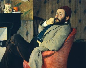 Diego Martelli by fireplace