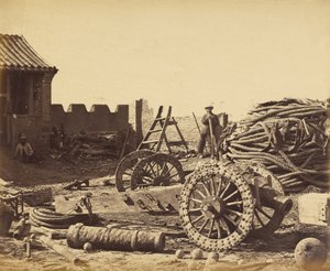 Interior of Pehtang Showing the Magazine and Wooden Gun, August 1, 1860 by Felice Beato