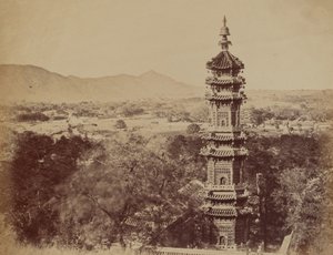 View of the Summer Palace Yuen Min Yuen, Pekin, Showing the Pagoda Before the Burning, October 1860