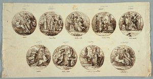 Decoration Project: Six Tondi with Sacrificial Gods and Two Victories by Felice Giani