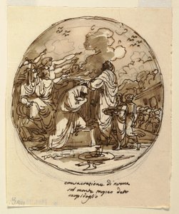 Ceiling Design for the Consecration of Numa, Sala di Numa Pompilius, Palazzo Milzetti, Faenza, 1802–05 by Felice Giani