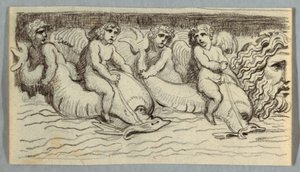 Frieze with Dolphins and Putto by Felice Giani