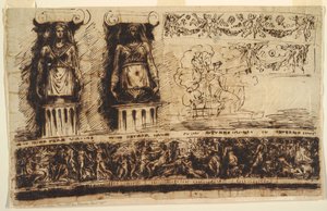 Friezes; Two Caryatids; Seated Figure