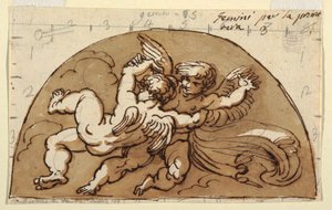 Gemini, Lunette for Ceiling, Sala Ottagonale, Palazzo Milzetti, Faenza by Felice Giani
