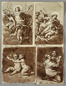 Lunette with St. Peter and St. Paul with St. Matthew and the Prophet Isaiah (Study after Sebastiano del Piombo) by Felice Giani
